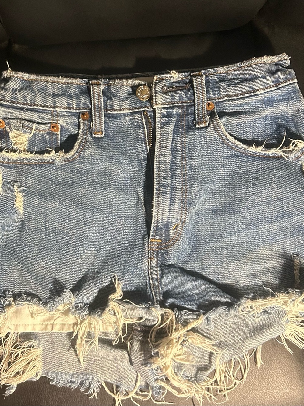 Abercrombie & Fitch Light Blue High-Rise Denim Mom Shorts